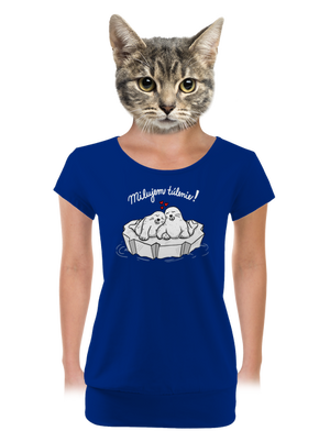 Milujem túlenie dámske tričko s lemom Royal Blue Mal