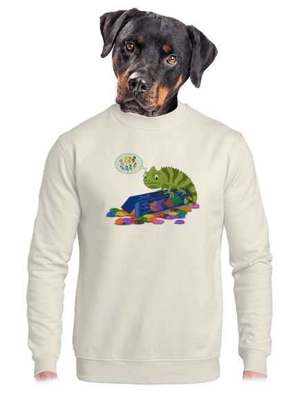 Zmätený chameleón unisex mikina bez kapucne Off White