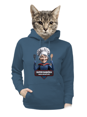 Super babička dámska mikina klokanka Denim