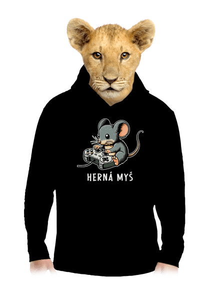 Herná myš detská mikina klokanka Black