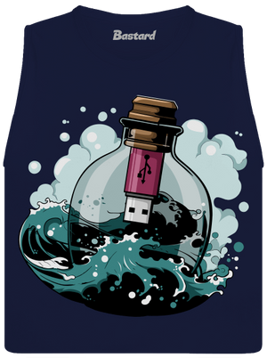 USB odkaz vo fľaši dámske tielko voľné Navy