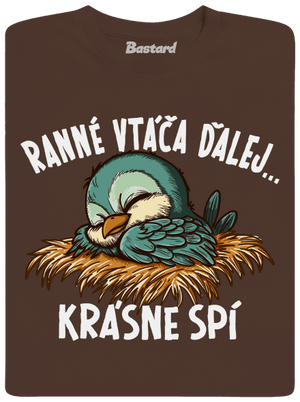 Ranné vtáča spí pánske tričko Brown