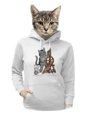 Mačka pradie dámska mikina klokanka White