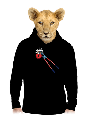 Kliešte na zámok lásky detská mikina klokanka Black