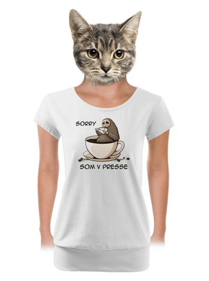 V presse dámske tričko s lemom White