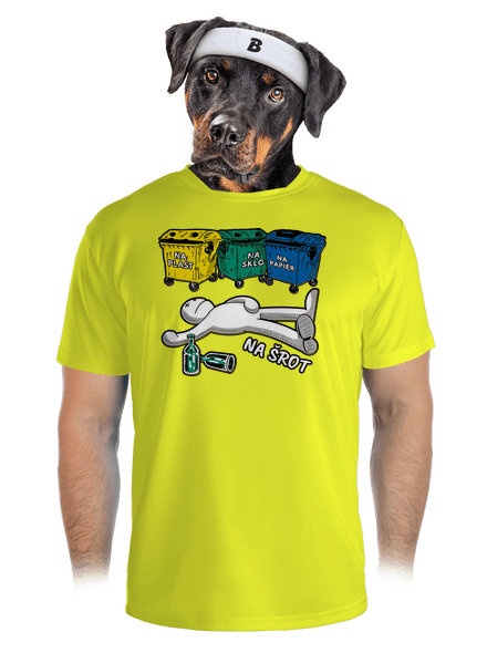 Tříděný odpad pánske športové tričko Neon Yellow