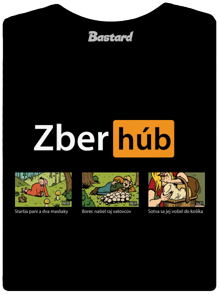 Zber húb dámske tričko s lemom Black