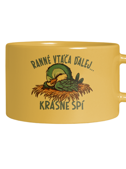 Ranné vtáča spí hrnček makronka Yellow Macaron