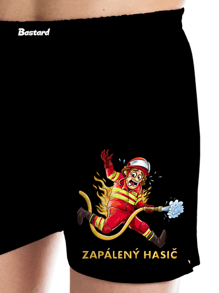 Zapálený hasič a hasička pánske trenky Black
