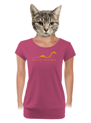 Nájdi mačku dámske tričko s lemom Magenta
