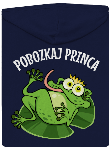 Pobozkaj princeznú a princa pánska mikina na zips Navy