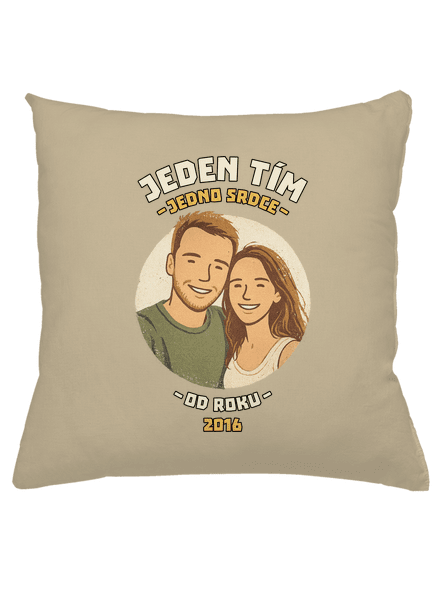 Jeden tím z vlastnej fotky vankúš Beige