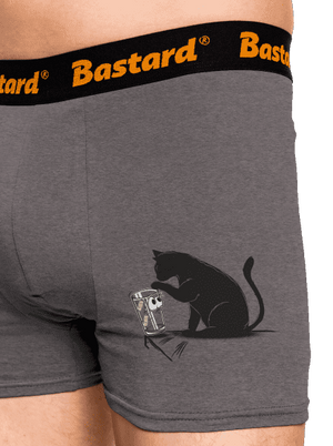 Mačka a pohár boxerky Gray Melange