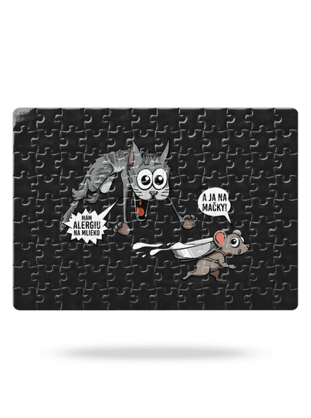 Alergická mačka a myš puzzle White