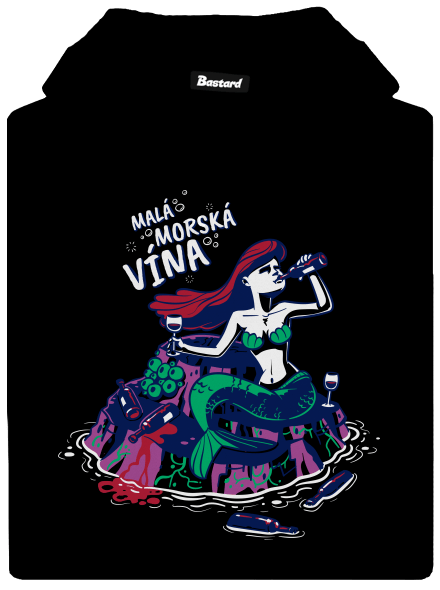 Malá mořská vína dámska mikina klokanka Black