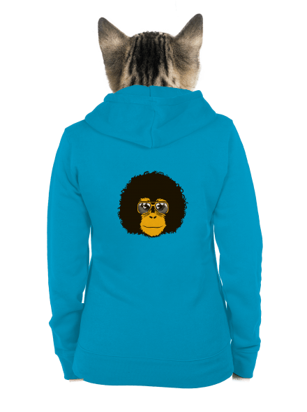 Retro opičiak dámska mikina na zips Blue Atol