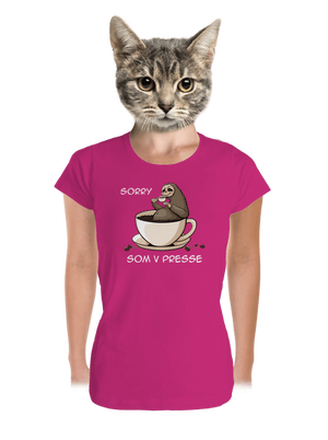 V presse dámske tričko prémium Magenta