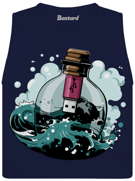 USB odkaz vo fľaši dámske tielko voľné Navy