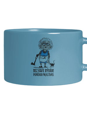 Neklidná bez kafe hrnček makronka Blue Macaron