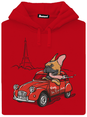 Francúzsky buldoček pánska mikina klokanka Red