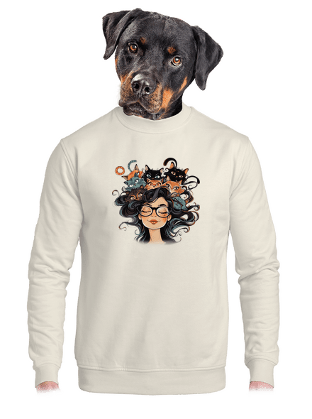 Mačacia dáma unisex mikina bez kapucne Off White