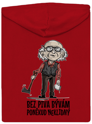 Neklidný bez piva pánska mikina na zips Red