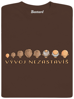 Vývoj nezastavíš pánske tričko Brown