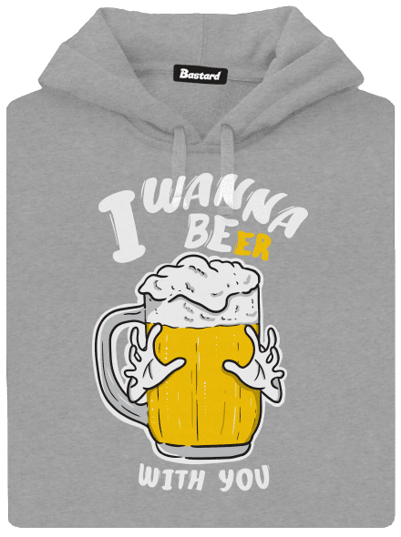 I wanna beer pánska mikina klokanka Light Melange