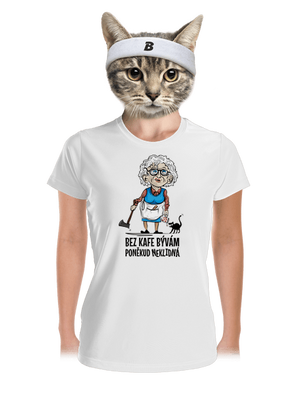 Neklidná bez kafe dámske športové tričko White