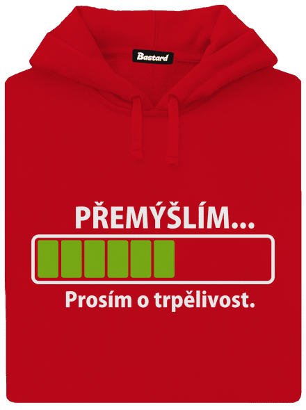 Premýšľam pánska mikina klokanka Red