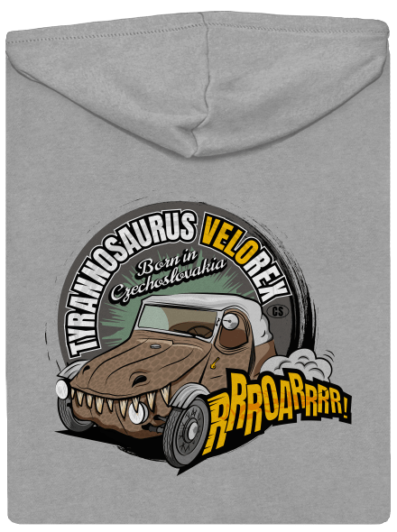 Tyrannosaurus Velorex pánska mikina na zips Light Melange