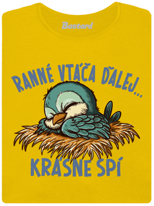 Ranné vtáča spí dámske tričko Yellow