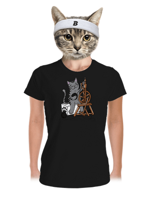 Mačka pradie dámske športové tričko Black