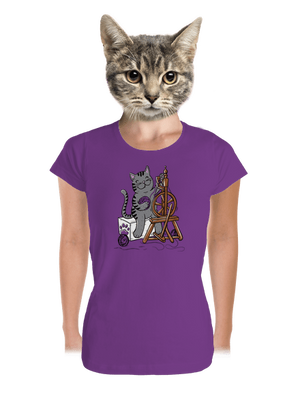 Mačka pradie dámske tričko prémium Purple