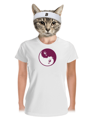 Jin Jang víno dámske športové tričko White