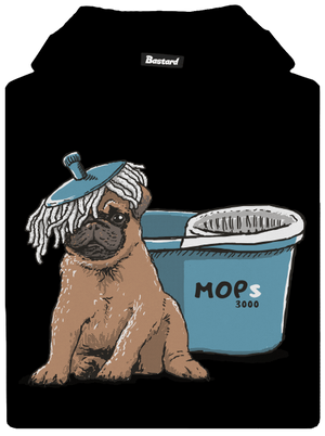 Mops detská mikina klokanka Black