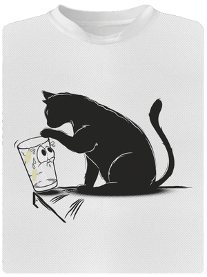 Mačka a pohár pánske športové tričko White