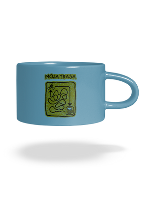 Moja trasa hrnček makronka Blue Macaron