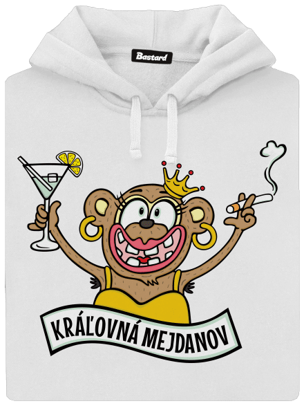 Kráľovná mejdanov dámska mikina klokanka White