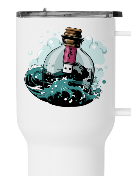 USB odkaz vo fľaši termohrnček White