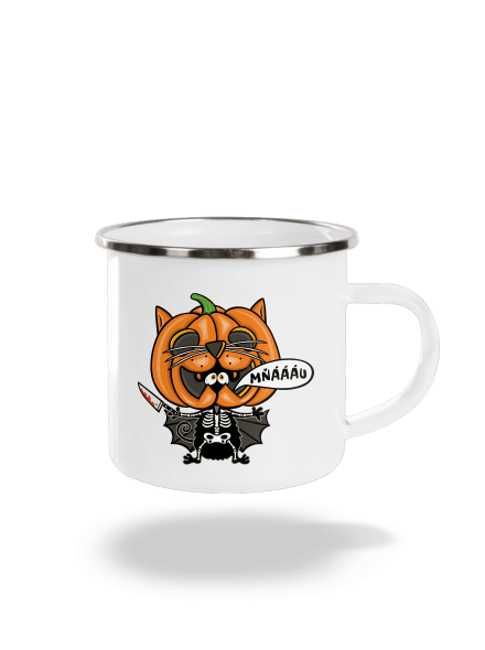 Halloweenská kočička plecháčik White