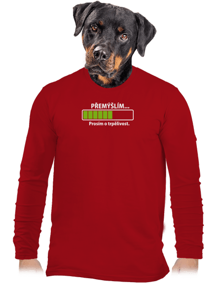 Premýšľam pánske dlhý rukáv Red