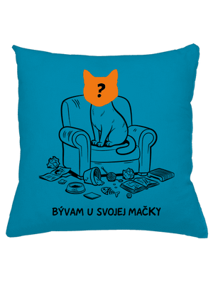 Bývam u svojej mačky vankúš Blue Turquoise
