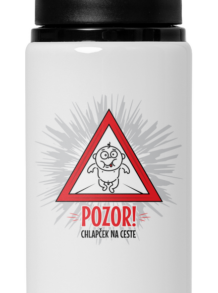 Chlapček na ceste flaša na vodu White