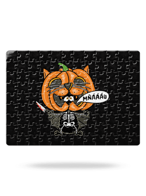 Halloweenská kočička puzzle White