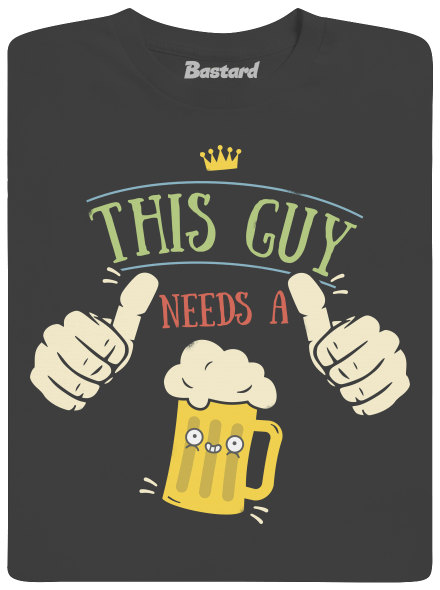 This guy needs a beer pánske dlhý rukáv Dark Grey