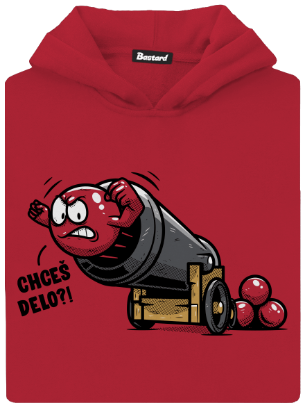 Chceš delo? detská mikina klokanka Fire Red