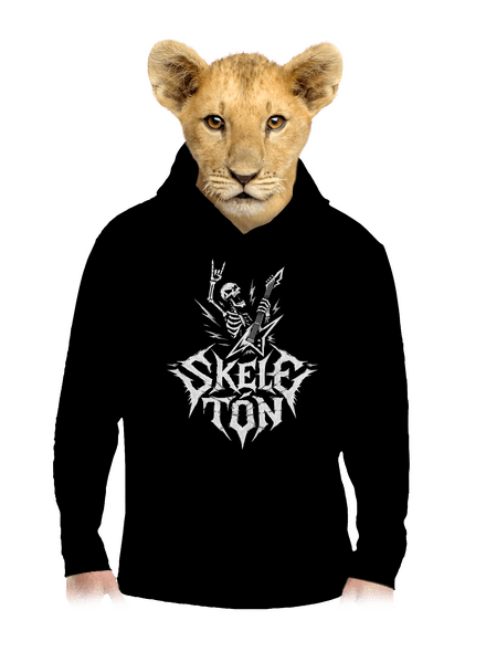 Skeletón detská mikina klokanka Black