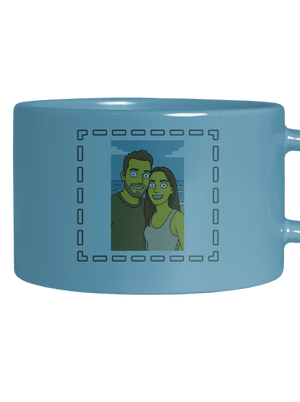 Simpsonovi z vlastnej fotky hrnček makronka Blue Macaron