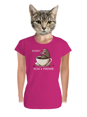 V presse dámske tričko prémium Magenta